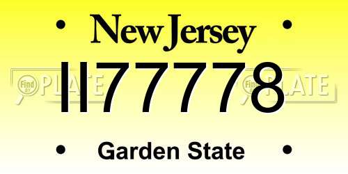 II77778 New Jersey License Plate