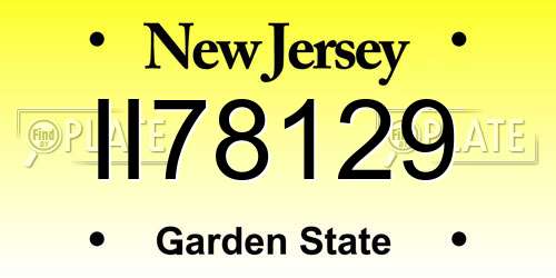 II78129 New Jersey License Plate
