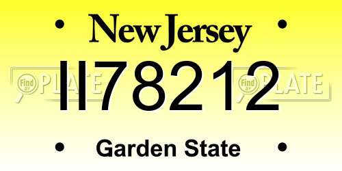 II78212 New Jersey License Plate