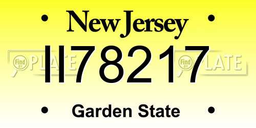 II78217 New Jersey License Plate