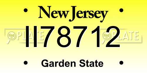 II78712 New Jersey License Plate