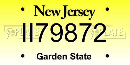 II79872 New Jersey License Plate