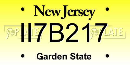 II7B217 New Jersey License Plate