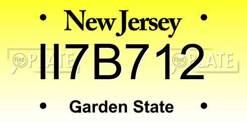 II7B712 New Jersey License Plate