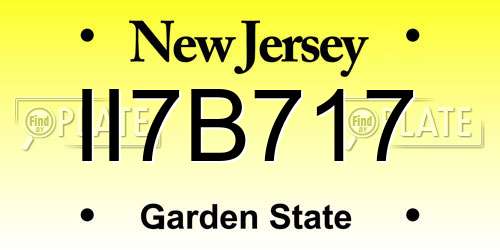 II7B717 New Jersey License Plate
