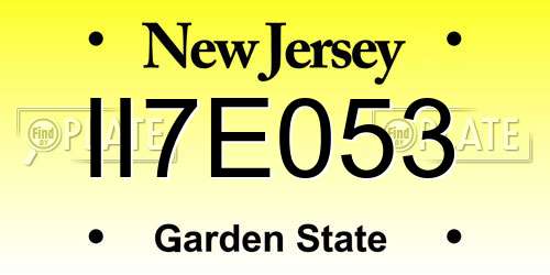 II7E053 New Jersey License Plate