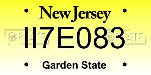 II7E083 New Jersey License Plate