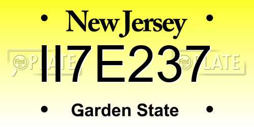 II7E237 New Jersey License Plate