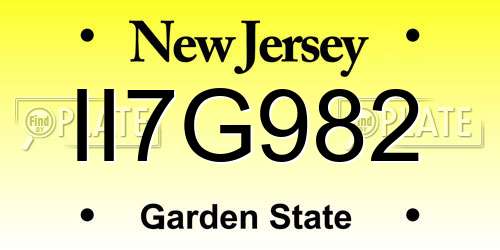 II7G982 New Jersey License Plate