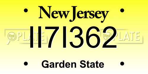 II7I362 New Jersey License Plate