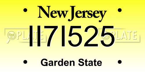 II7I525 New Jersey License Plate
