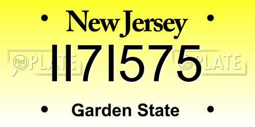 II7I575 New Jersey License Plate