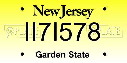 II7I578 New Jersey License Plate