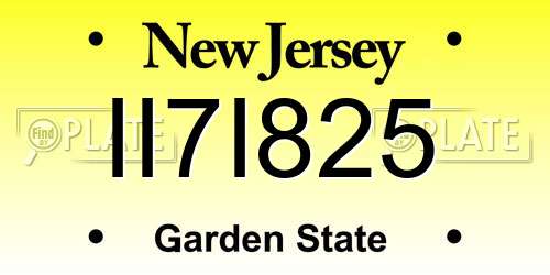 II7I825 New Jersey License Plate