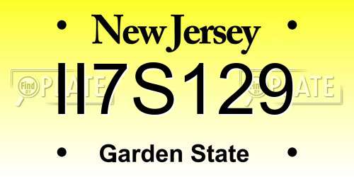 II7S129 New Jersey License Plate