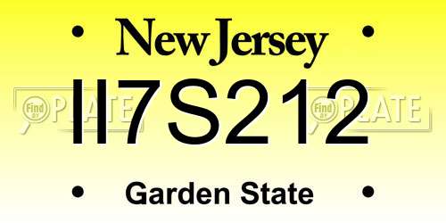 II7S212 New Jersey License Plate