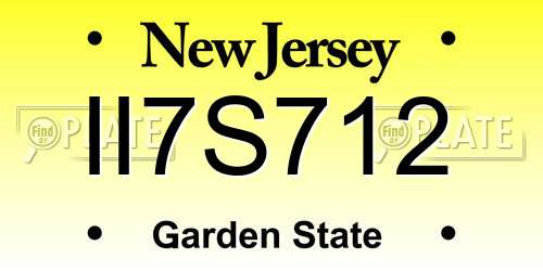 II7S712 New Jersey License Plate