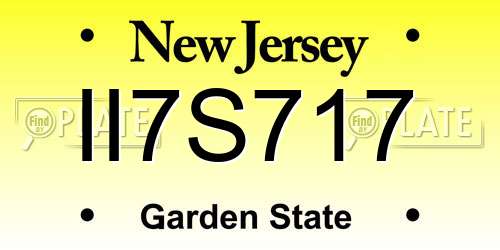 II7S717 New Jersey License Plate