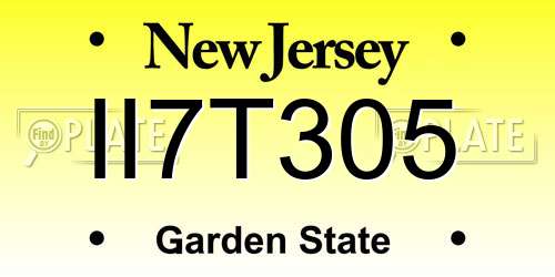 II7T305 New Jersey License Plate
