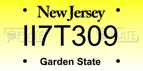 II7T309 New Jersey License Plate