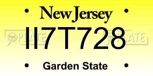II7T728 New Jersey License Plate