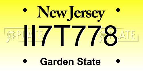 II7T778 New Jersey License Plate