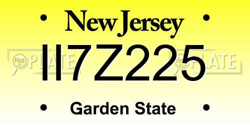 II7Z225 New Jersey License Plate