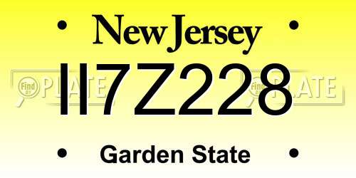 II7Z228 New Jersey License Plate