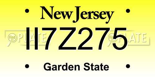 II7Z275 New Jersey License Plate