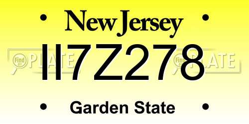 II7Z278 New Jersey License Plate