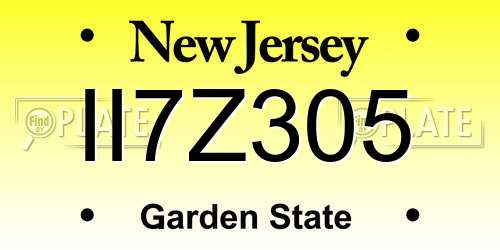 II7Z305 New Jersey License Plate