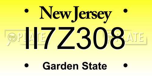 II7Z308 New Jersey License Plate