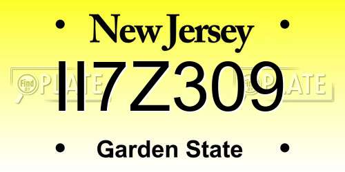 II7Z309 New Jersey License Plate