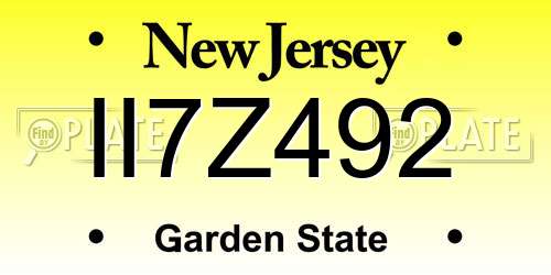 II7Z492 New Jersey License Plate