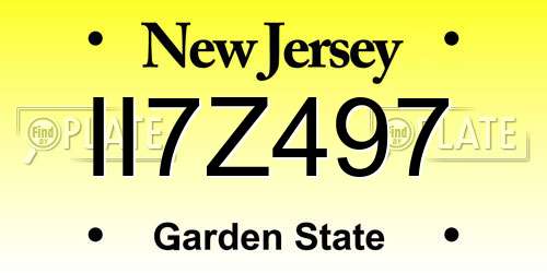 II7Z497 New Jersey License Plate