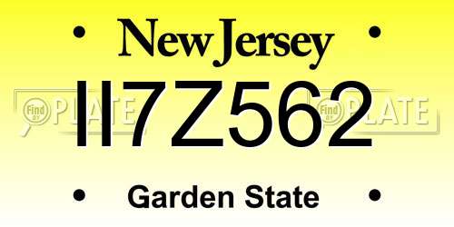 II7Z562 New Jersey License Plate