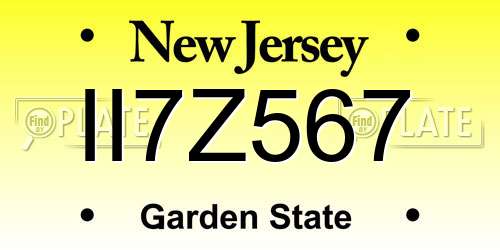 II7Z567 New Jersey License Plate