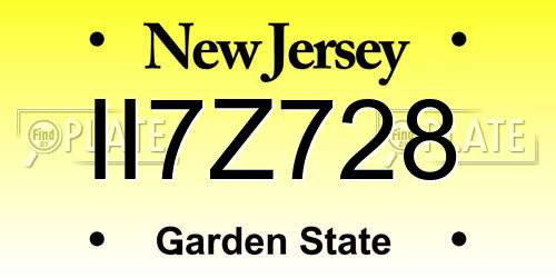 II7Z728 New Jersey License Plate