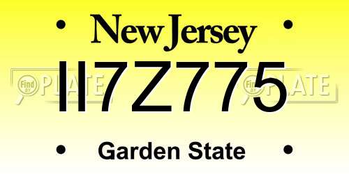 II7Z775 New Jersey License Plate