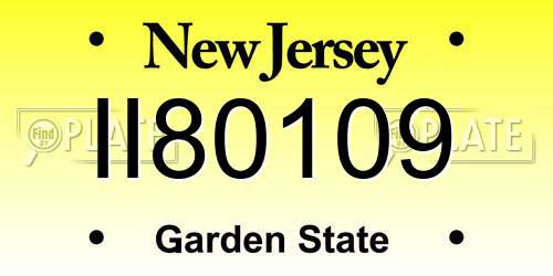 II80109 New Jersey License Plate