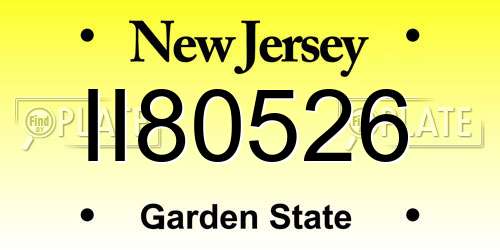 II80526 New Jersey License Plate