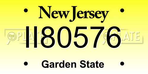 II80576 New Jersey License Plate
