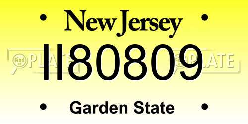 II80809 New Jersey License Plate