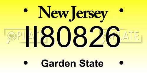 II80826 New Jersey License Plate