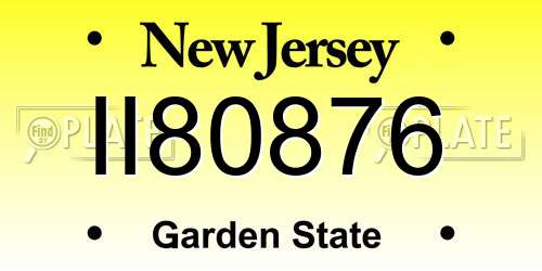 II80876 New Jersey License Plate