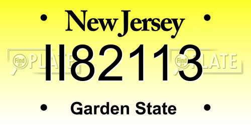 II82113 New Jersey License Plate