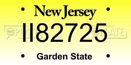 II82725 New Jersey License Plate