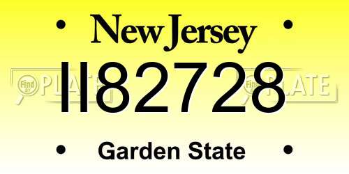 II82728 New Jersey License Plate