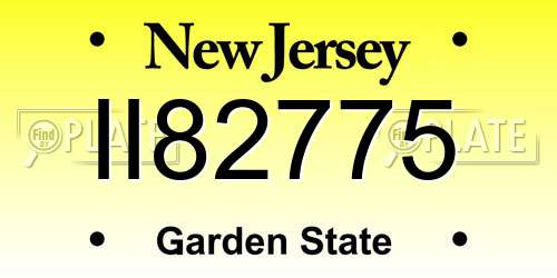 II82775 New Jersey License Plate