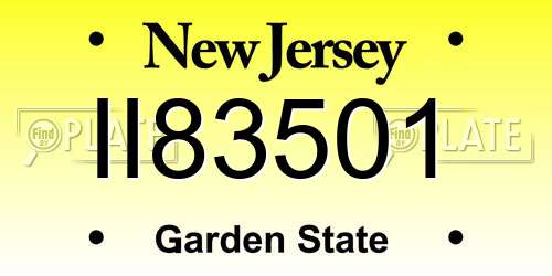 II83501 New Jersey License Plate